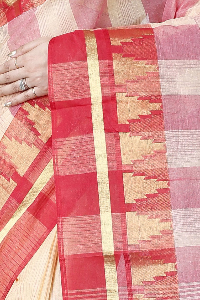 Off White Pure Cotton Vrinda Tant Saree (1096)